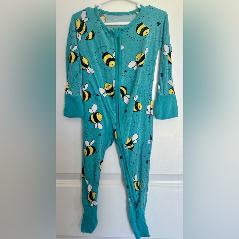 Little Sleepies Teal and Yellow Bee Onesie